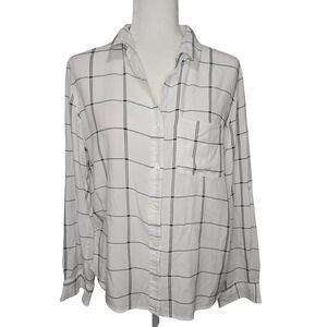 Velvet Heart Womens White And Black Checkered Button Down Top Size Large